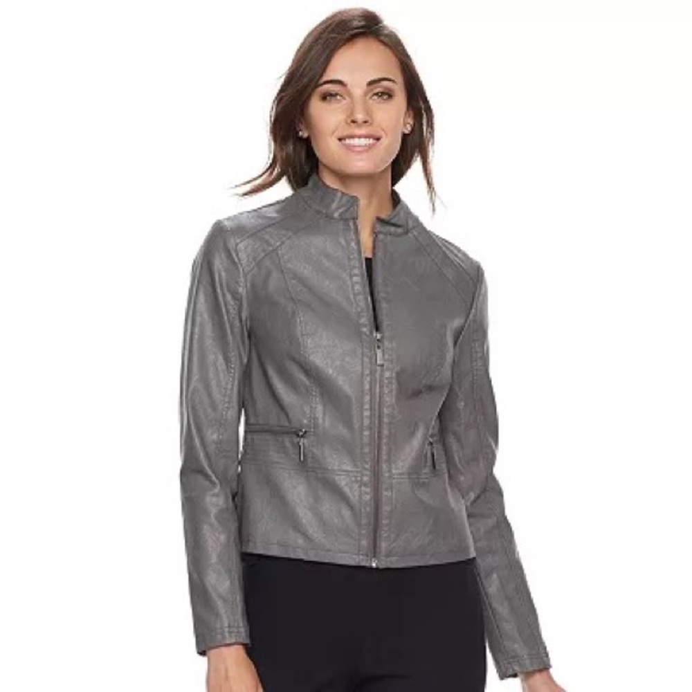 Shadow Gray Women's Apt. 9® Faux-Leather Jacket - XL